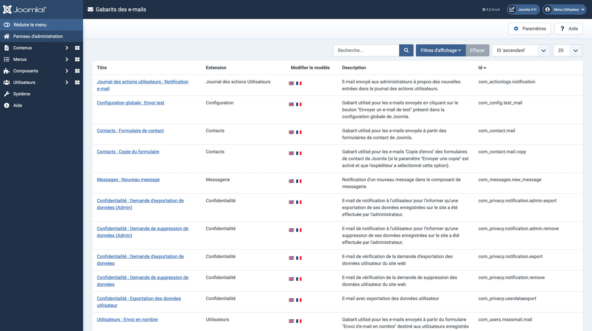Gérer et adapter les e-mails de Joomla! 4